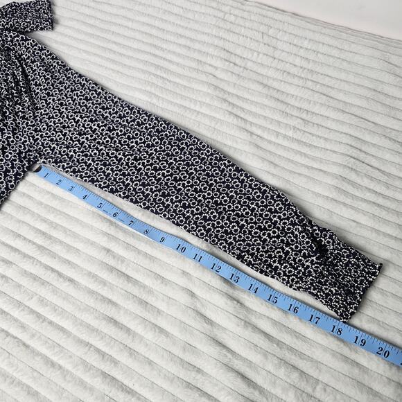 Boden Navy Floral Blouse US 12 Smocked Neck Long Sleeve Viscose Top WorkCore - Picture 7 of 11